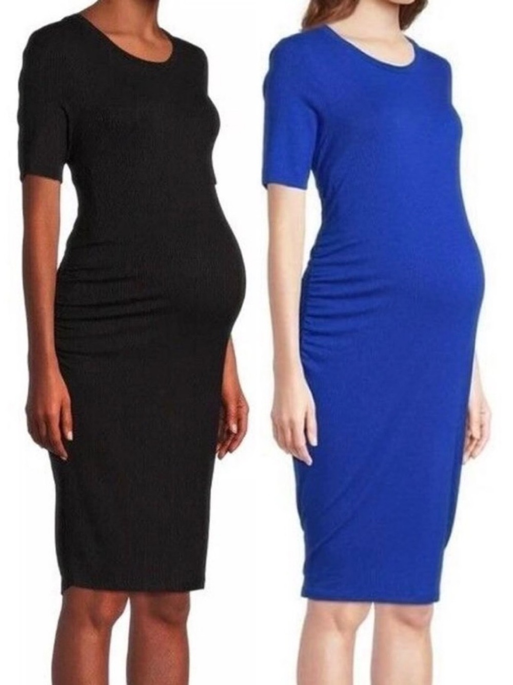 Time and Tru Ribbed Maternity Dress in Black and Royal Blue